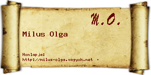 Milus Olga névjegykártya